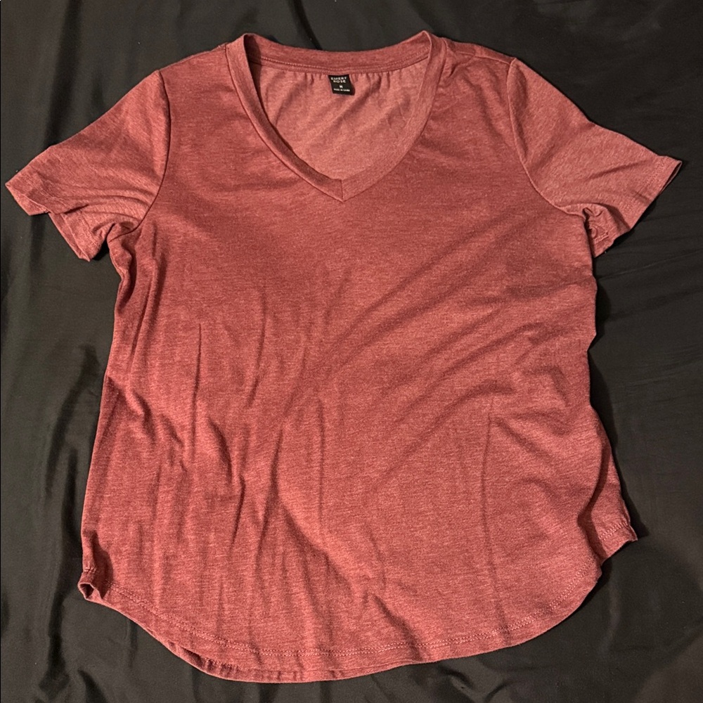 SHEIN Short Sleeve V-Neck Tee in Rust
